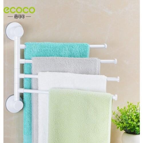 Ecoco Four-bar Towel Rack, Punch-free Towel Shelf, Rotatable Bathroom Hanging, Towel Rack Moisture-proof, Kitchen Towel Bar