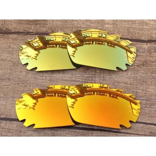 Vonxyz 2 Pairs Ruby Mirror & 24K Mirror Polycarbonate Replacement Lenses for-Oakley Jawbone Vented Frame