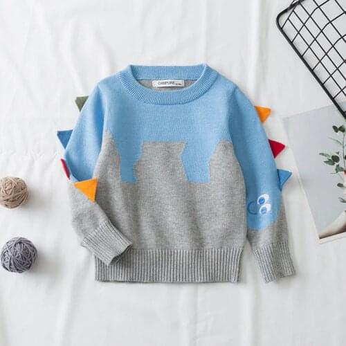 New Fall Dinosaur Knitting Kids Boys Girls Pullover Sweater Winter Children Clothes Long Sleeve Baby Tops Cute Bebes T Shirts