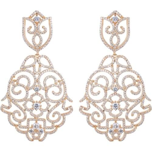 Top Quality Brand Clear White Micro Pave Setting Drop Dangle Earring AAA Cubic Zirconia Fashion Best Quality GLE5371