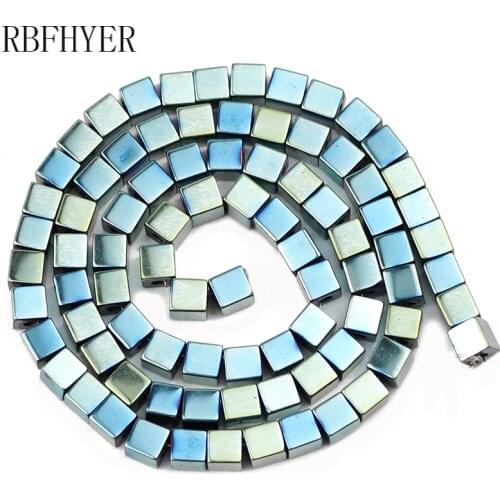 Green Square Shape 2/3/4/6mm Hematite Natural Stone Charm Spacer Loose Beads For Trendy Jewelry Making DIY Accessories Wholesale