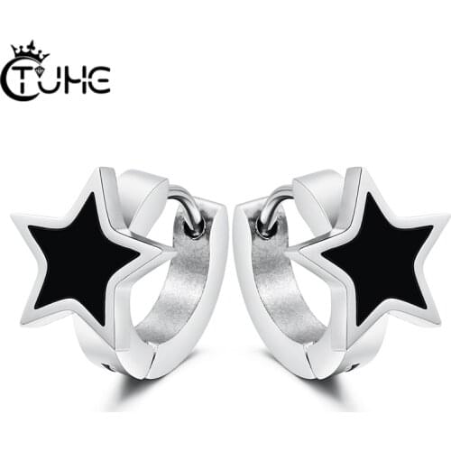 Womens Earrings Fashion Butterfly Triangle Star Shape Stud Earrings Silver Color Black Ceramic Geometric Party Trend Jewelry