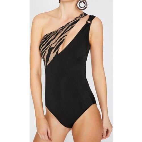 Womens swimsuit 2021 new collection Black brown zebra pattern printed Removable Capкупальник женский купальники женские 2021