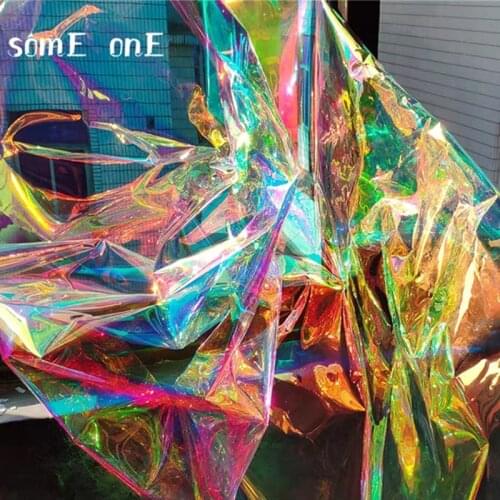 0.2mm Iridescent TPU Fabric Laser PVC Plastic Film DIY Waterproof Clothes Bags Rainbow Fluorescent Art Decor Designer Fabric