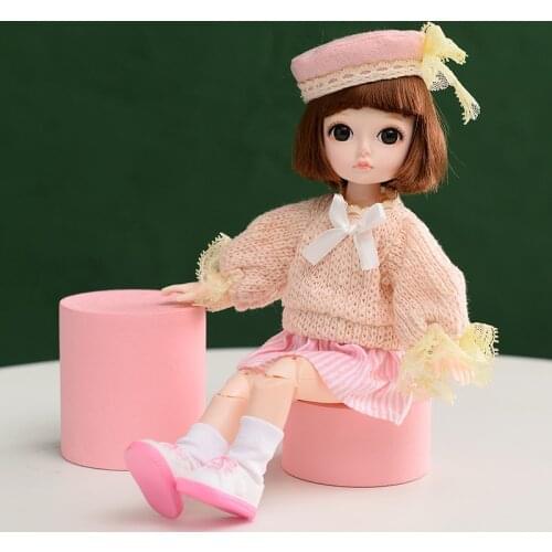 Fashion Kawaii Baby Mini Joint Dolls 30 cm 1/6 BJD Doll Full Set Princess Female Body Curly Hair Action Figure Toys For Girls