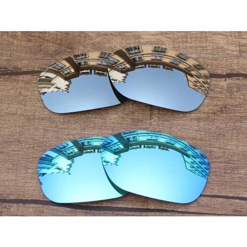 Vonxyz 2 Pairs Chrome Mirror & Ice Mirror Polarized Replacement Lenses for-Oakley Pit Bull Frame