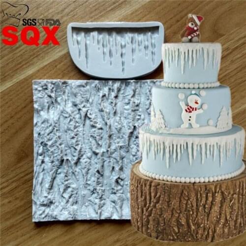 High quality 2Pcs / Set Bark and Icicles Cake Decoration Silicone Mold Icicle Border Sugarcraft Chocolate Kitchen Accessories