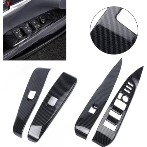 4Pcs Carbon Fiber ABS Car Window Switch Button Panel Frame Cover Trim Decoration For Toyota Camry 2018