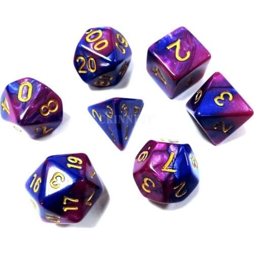 50Set 7Pcs/Set Polyhedron Dados D&D Dice With Marbled Effect D4 D6 D8 D10 D10% D12 D20 Clear Playing Dice