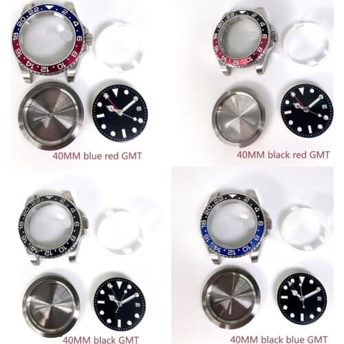 Watch accessories 40mm mechanical GMT watch stainless steel case, dial, needle, ceramic frame, high quality parts, 3804 movement