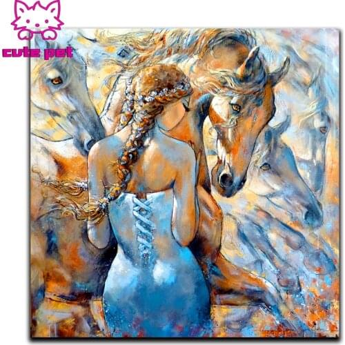 DIY Abstract woman and horse Diamond Painting 5D rhinestone CrossStitch Diamond Art Embroidery Mosaic Handmade Home Decor puzzle