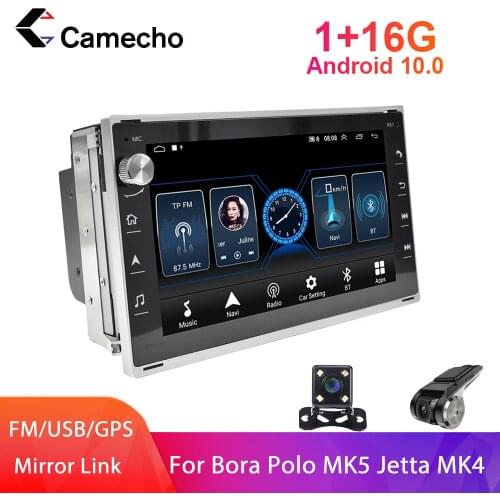 Camecho Android 10.0 2Din Car Radio GPS Bluetooth Multimedia Player 2din WIFI FM For BORA POLO MK5 SHARAN JETTA MK4 CITI CHICO