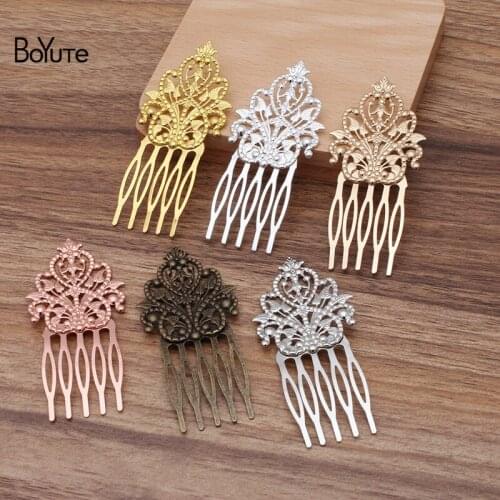 BoYuTe (10 Pieces/Lot) 5 Teeth 50*80MM Filigree Flower Hair Comb Women Hair Accessories Materials Diy