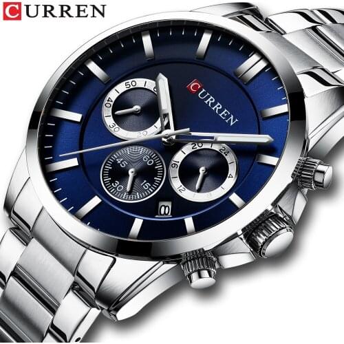 CURREN luruxy brand men quartz watches stainless steel Strap watch male waterproof luminous clock men sports Relogio Masculino