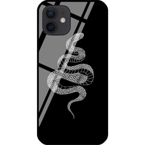 Occult Gothic Snake Tattoo Satan Devil Tempered Glass Phone Case For iPhone XR X XS 6 7 8 Plus SE 2020 12 mini 11 Pro Max Cover