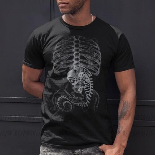 Alien vs Predator Tees Alien Bone Covenant Bone T Shirt Short Sleeve Human Body Embryo X-Ray O Neck T-Shirt Cotton Plus Size
