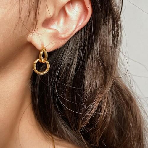 GorGor Dangle Earrings Women Copper Material Pattern Double Winding Creative Individuality Party Popular Jewelry DKE-1369