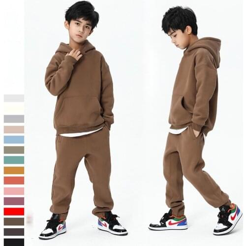 Teen Winter Boys Clothing Set 2020 New Casual Fleece Thicken Hoodie Sport Pant Two Pieces suit for Boys Clothes Kids Outfits