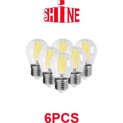 4W G45 Retro Edison Filament Bulb E27 Bombillas 220V Vintage Lamp 6pcs/lot 4000K Clear Glass Inner Decoration