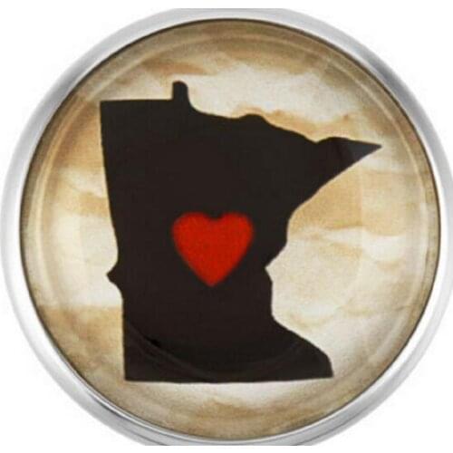 Minnesota State Snap Buttons Glass Buttons Snap Charms Fit 18mm Snap DIY Bracelets/Necklace Jewelry 20Pcs/lot