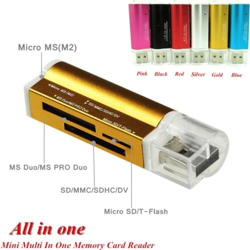 Hot All in one USB 2.0 Multi Memory Card Reader for Micro SD/TF M2 MMC SDHC MS Memory Stick Hot Worldwide