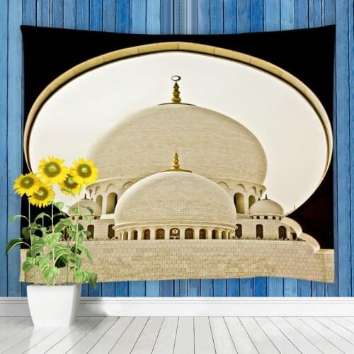 3D Zayed Grand Mosque Tapestry Wall Hanging Church Building Living Room Bedroom Dorm Tapestries Home Art Decoration Curtain
