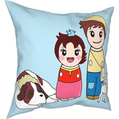 Kokeshis Heidi And Pedro Heidi Girl Of The Alps Pillowcover Home Decorative Cushion Cover Throw Pillow for Living Room
