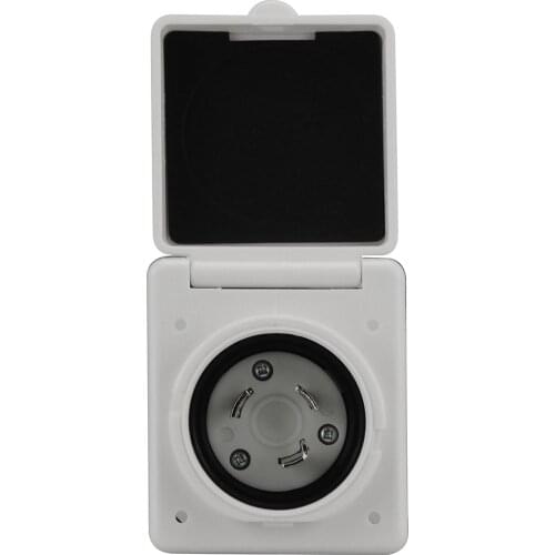 [Nema L5-30P] 30Amp RV Power Inlet Box Nema L5-30P 30A Camper RV Power Inlet, 30A 125V , with Cover Cap White