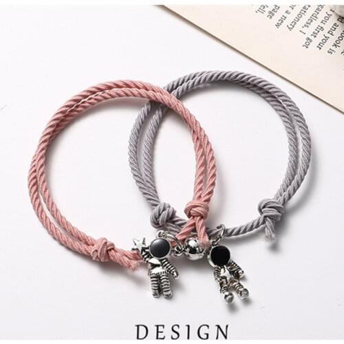 New 2PCS/set New Magnet Couple Bracelet Star Astronaut Bracelet Attractive Fashion Valentines Day Jewelry Gift