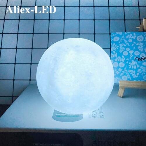 New LED Moon Lamp Novelty Night Light 8/10cm Home Bedroom Bedside Decoration Desk Light Sleep Eye Protection Lamps for Kids Gift