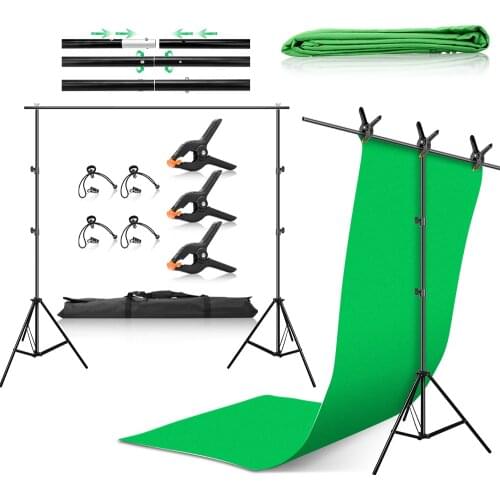 2x3m Background Stand Support System Kit 2x2m Photography T-Shape Background Stand Dual Functions Green Backdrop For Photo Video