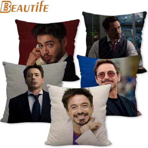 Custom Robert Downey Jr Pillowcase Wedding Decorative Cotton Linen Pillow Case For Home Pillow Cover 45X45cm One Side