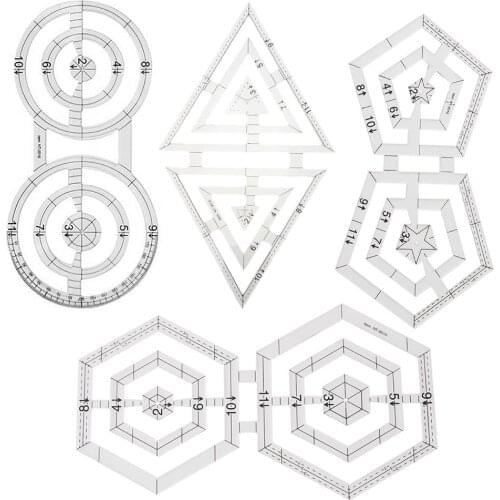 Transparent Acrylic Patchwork Ruler Thick Double Square Triangle Hexagon DIY Template Sewing Parts Twin Ruler Quilting Ruler