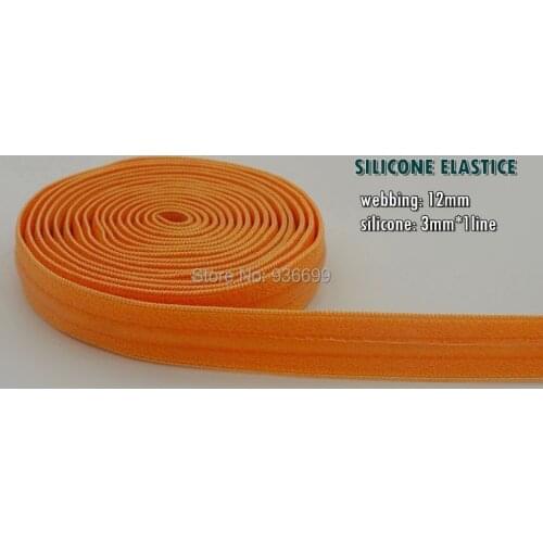 Silicone elastic shoulder strap 12mm orange 10m pack webbing with silicone gripper bras lingerie clothing girdle accessory