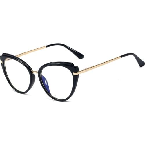 Veshion Female Cat Eye Glasses Anit Blue Light Half Metal TR90 Optical Glasses Frame Women Computer Fashion Accessories