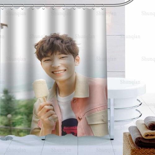 Custom Seventeen WONWOO KPOP Shower Curtain Waterproof Fabric Bath Curtain 180X180cmPolyester Fabric Bathroom Curtain 0512