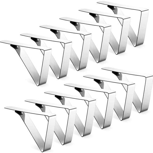 BalleenShiny 12-piece Stainless Steel Tablecloth Clip Triangle Fixed Non-slip Tablecloth Clip Suitable for Family Restaurant