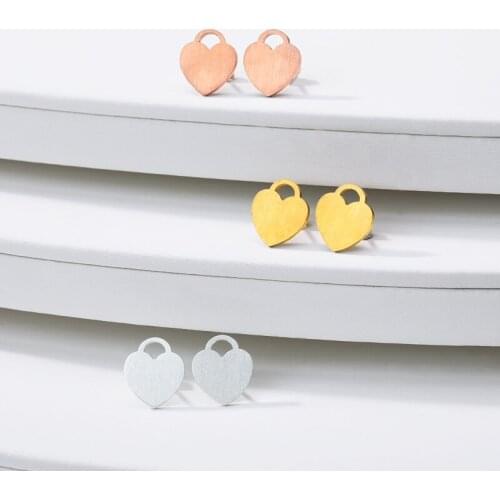 Small Heart Shape Lock Earrings For Women Charms Love Jewelry Stainless Steel Wedding Stud Earrings Girlfriend Gifts Bijoux Bff