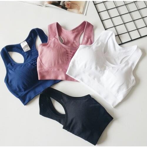Women Yoga Sport Bra Running Fitness Gym Bra Shockproof Breathable Hollow Mesh Back Quick Dry High Strength Adjustable Bra Tops