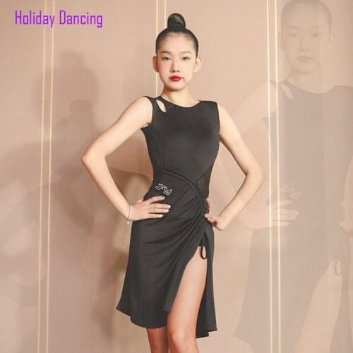 2021 New DL717 Sleeveless Wrinkle Design Latin Dance Dress Women Performance Modern Dance Dress Latino Dancewear