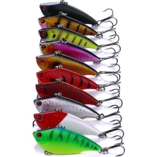 10pcs 6cm 10g Hard Fishing Lure VIB Hook Sinking Vibe Rattlin Hook Sinking Bass