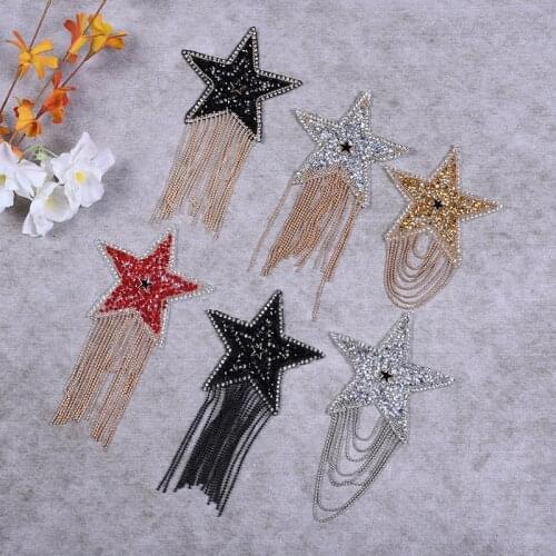1pcs Sparking Rhinestone Star Patches For Clothing Iron On Clothes Appliques Stripes Diamond Cloth Cap And T-shirts Stickers