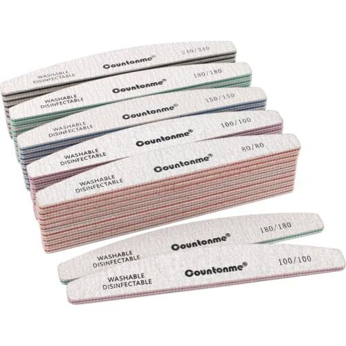 25Pcs/50Pcs Professional Plastic Nail Files 80/80 100/100 180/180 240/240 Grit Boat Sanding Buffer Files Beauty Salon Tools