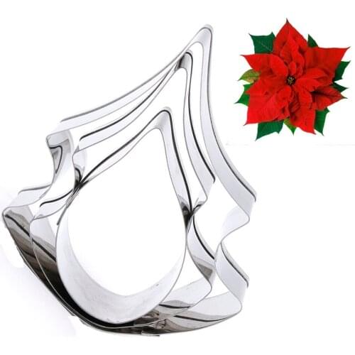 3pcs Flower Leaf Pattern Cake Cookie Cutter Baking Mold Stainless Steel Biscuit Fondant Modeling Shape Decorational Tool