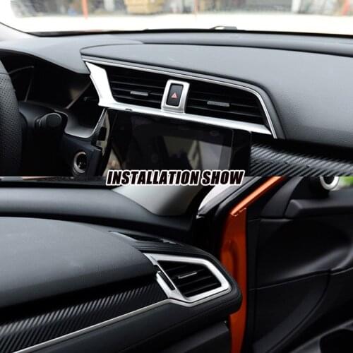 ABS Chrome For Honda Civic 2016 2017 2018 Accessories Car Front Air Vent Outlet Dashboard Console Frame Trim Cover Sticker