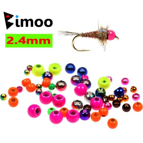 Bimoo 20PCS/Bag 3/32 2.4mm Fly Tying Brass Beads Painted Fly Tying Brassie Beads Copper Beadhead Pink Orange Rainbow Green