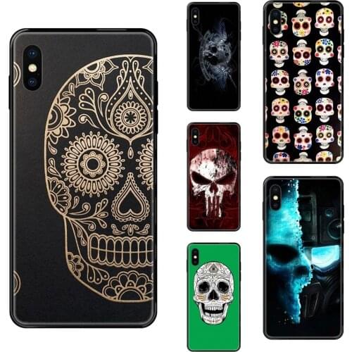 Black Soft TPU Luxury Fashion Phone Case For Xiaomi Mi Note A1 A2 A3 5 5s 6 8 9 10 SE Lite Pro Ultra Calaveras Skull Charming