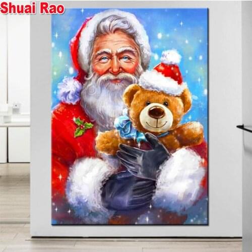 DIY Santa Claus Bear Toy 5D Diamond Painting Full Round Square Diamond Embroidery Cross Stitch Home Art children Christmas Gift