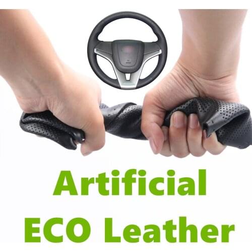 Hand sewing Black Artificial Leather car Steering Wheel Covers for Chevrolet Cruze 2009-2014 Aveo Orlando Holden Cruze Ravon R4