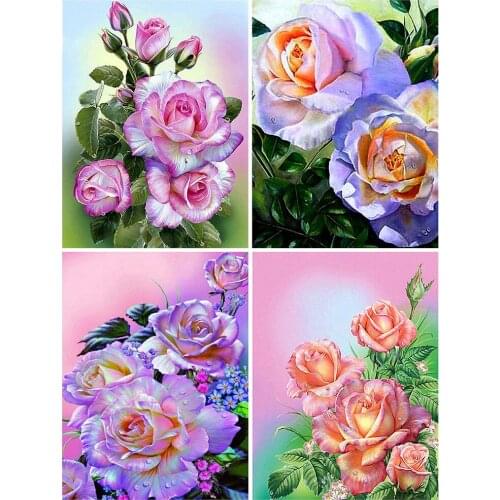 KAMY YI Flower Rose Picture Diamond Painting Cross Stitch Set 5D Diy Full Diamond Embroidered Mosaic Home Decoration